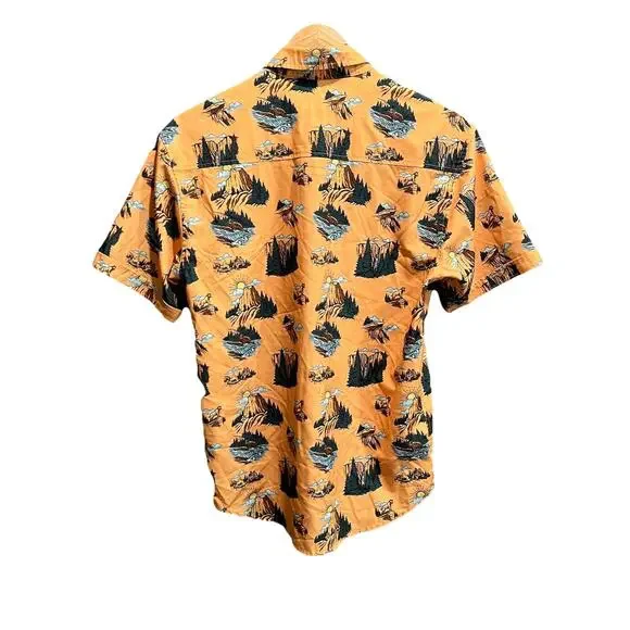 RSVLTS Orange Great Outdoors Dare Mighty Things‎ Casual Button Down Shirt Size S